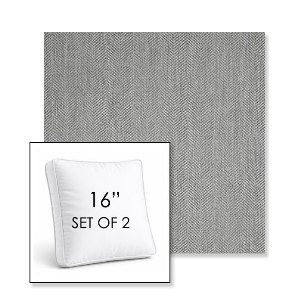 Picture of Switch Silver | Set of 2 | 16" Sunbrella Boxed Square Outdoor Throw Pillows with Premium Inserts