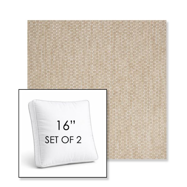 Picture of Tailored Putty | Set of 2 | 16" Sunbrella Boxed Square Outdoor Throw Pillows with Premium Inserts