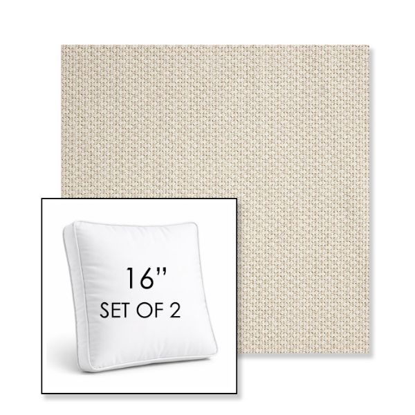 Picture of Tailored Snow | Set of 2 | 16" Sunbrella Boxed Square Outdoor Throw Pillows with Premium Inserts