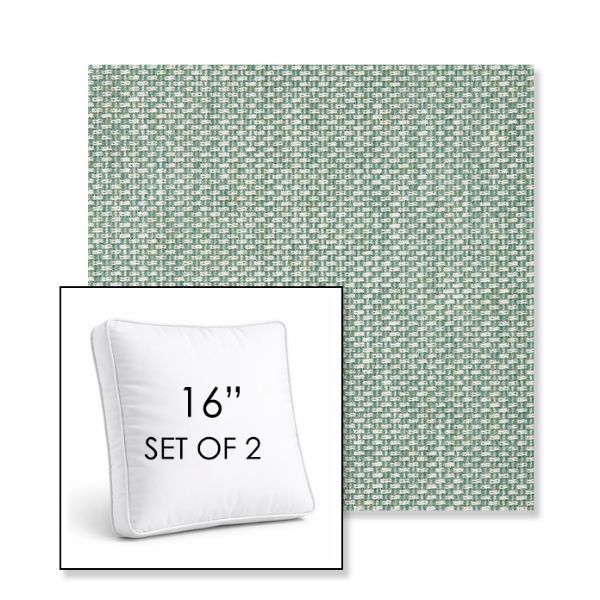 Picture of Tailored Spa | Set of 2 | 16" Sunbrella Boxed Square Outdoor Throw Pillows with Premium Inserts