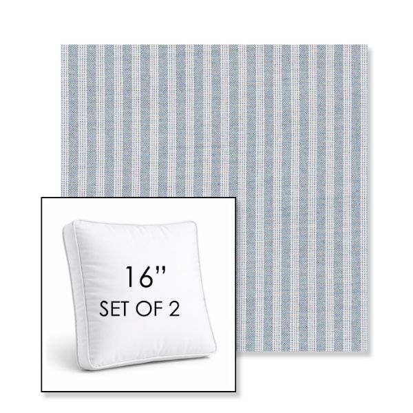 Picture of Tap Chambray | Set of 2 | 16" Sunbrella Boxed Square Outdoor Throw Pillows with Premium Inserts