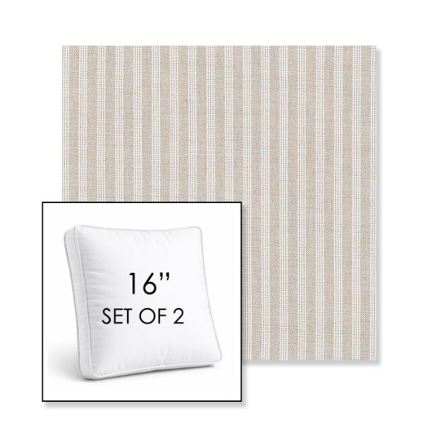 Picture of Tap Sand | Set of 2 | 16" Sunbrella Boxed Square Outdoor Throw Pillows with Premium Inserts