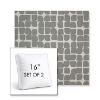 Picture of Toggle Greystone | Set of 2 | 16" Sunbrella Boxed Square Outdoor Throw Pillows with Premium Inserts