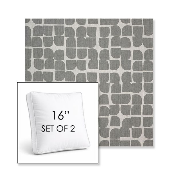 Picture of Toggle Greystone | Set of 2 | 16" Sunbrella Boxed Square Outdoor Throw Pillows with Premium Inserts