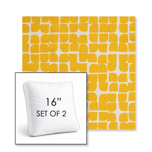 Picture of Toggle Lemon Drop | Set of 2 | 16" Sunbrella Boxed Square Outdoor Throw Pillows with Premium Inserts