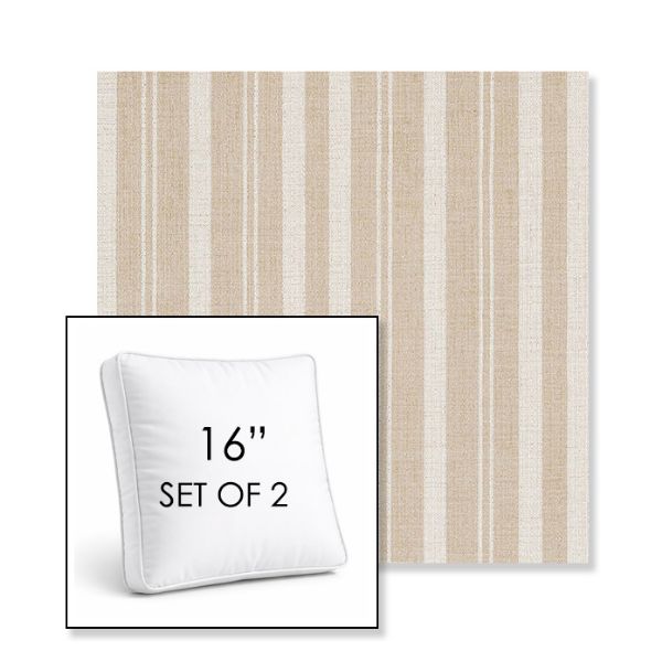 Picture of Tranquil Camel | Set of 2 | 16" Sunbrella Boxed Square Outdoor Throw Pillows with Premium Inserts