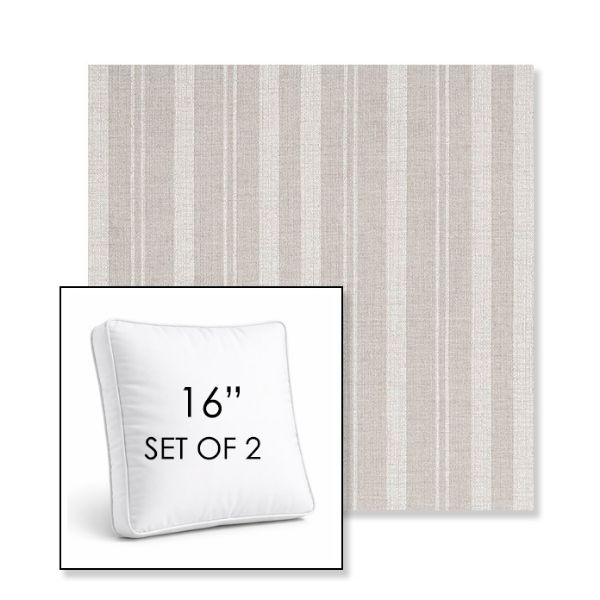 Picture of Tranquil Linen | Set of 2 | 16" Sunbrella Boxed Square Outdoor Throw Pillows with Premium Inserts