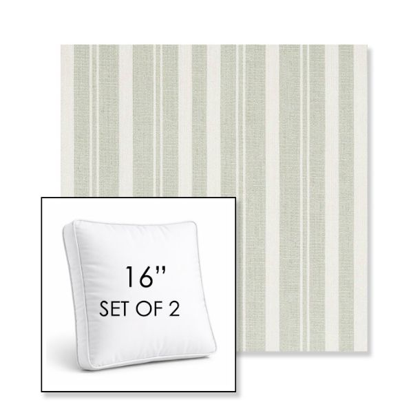 Picture of Tranquil Sage | Set of 2 | 16" Sunbrella Boxed Square Outdoor Throw Pillows with Premium Inserts