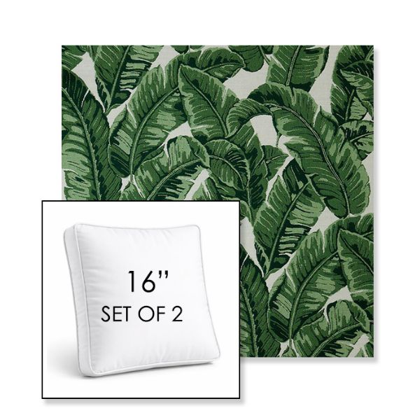 Picture of Tropics Jungle | Set of 2 | 16" Sunbrella Boxed Square Outdoor Throw Pillows with Premium Inserts