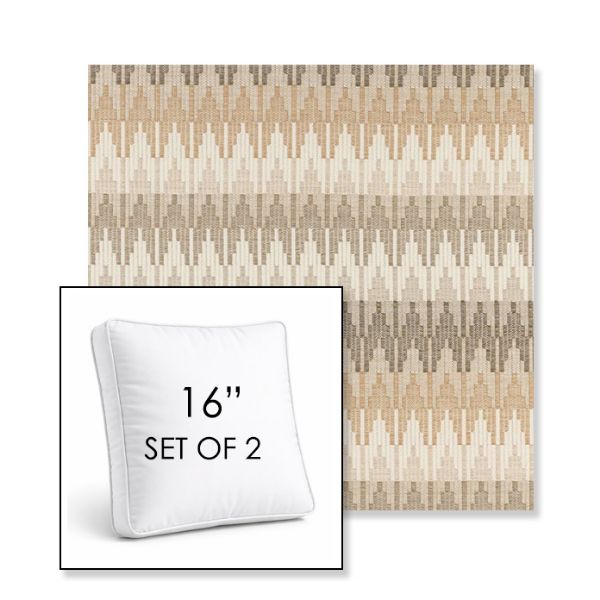 Picture of Valley Dune | Set of 2 | 16" Sunbrella Boxed Square Outdoor Throw Pillows with Premium Inserts