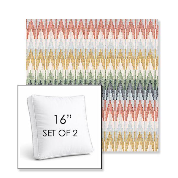 Picture of Valley Sedona | Set of 2 | 16" Sunbrella Boxed Square Outdoor Throw Pillows with Premium Inserts