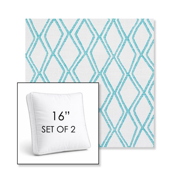 Picture of Voyage Breeze | Set of 2 | 16" Sunbrella Boxed Square Outdoor Throw Pillows with Premium Inserts