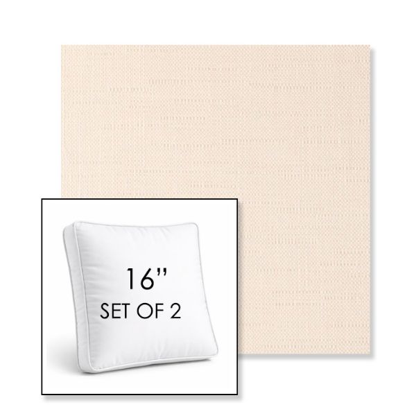 Picture of Willa Cream | Set of 2 | 16" Sunbrella Boxed Square Outdoor Throw Pillows with Premium Inserts