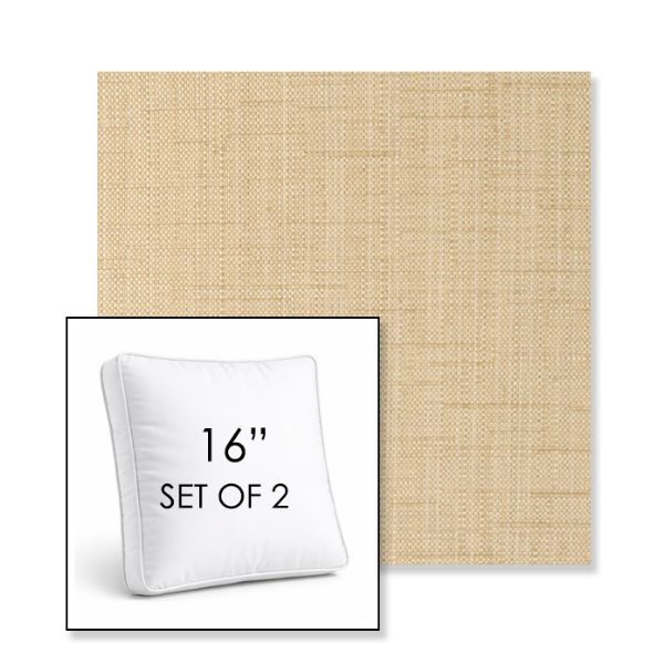 Picture of Willa Hemp | Set of 2 | 16" Sunbrella Boxed Square Outdoor Throw Pillows with Premium Inserts
