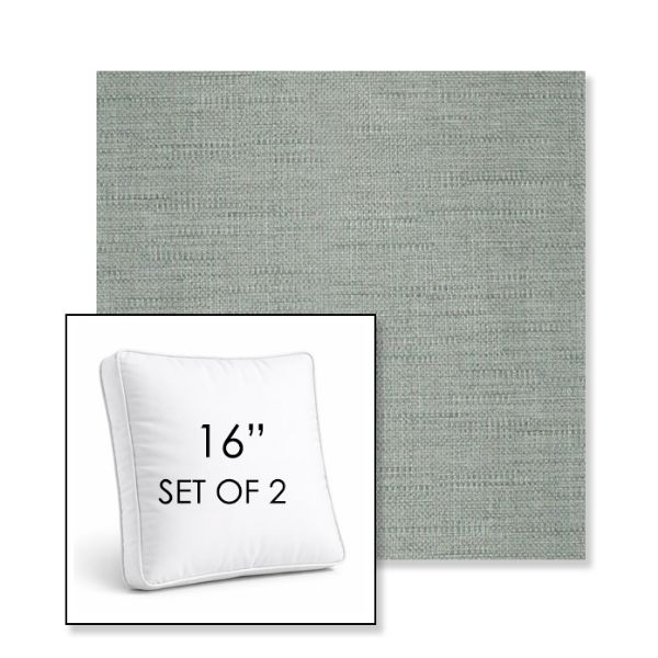 Picture of Willa Mist | Set of 2 | 16" Sunbrella Boxed Square Outdoor Throw Pillows with Premium Inserts