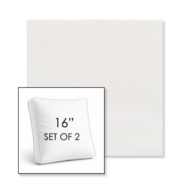Picture of Willa Snow | Set of 2 | 16" Sunbrella Boxed Square Outdoor Throw Pillows with Premium Inserts