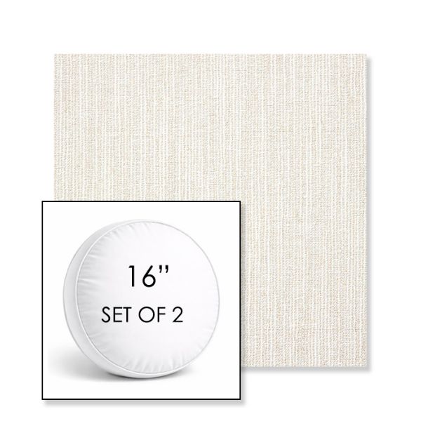 Picture of Adena Canvas | Set of 2 | 16" Sunbrella Boxed Round Outdoor Throw Pillows with Premium Inserts