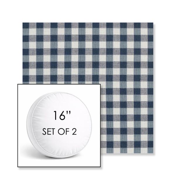 Picture of Above Denim | Set of 2 | 16" Sunbrella Boxed Round Outdoor Throw Pillows with Premium Inserts
