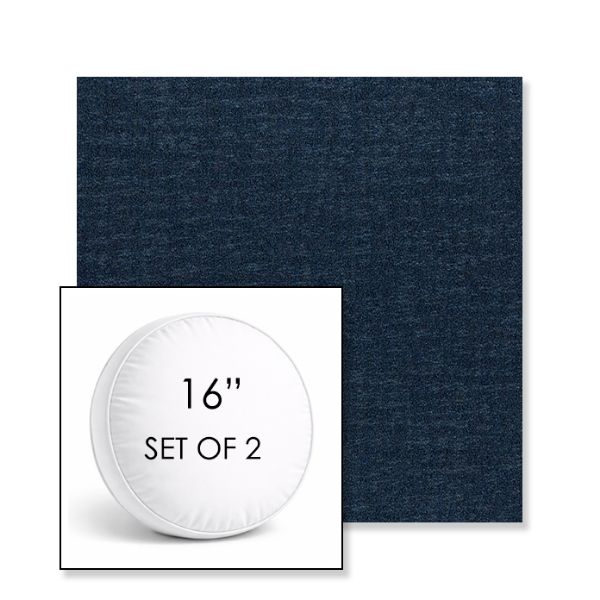 Picture of Abstraction Indigo | Set of 2 | 16" Sunbrella Boxed Round Outdoor Throw Pillows with Premium Inserts