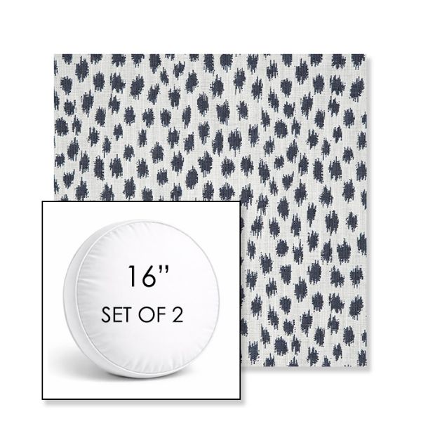 Picture of Agra Indigo | Set of 2 | 16" Sunbrella Boxed Round Outdoor Throw Pillows with Premium Inserts
