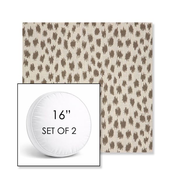 Picture of Agra Pebble | Set of 2 | 16" Sunbrella Boxed Round Outdoor Throw Pillows with Premium Inserts