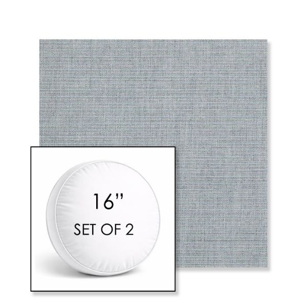 Picture of Ambrose Chambray | Set of 2 | 16" Sunbrella Boxed Round Outdoor Throw Pillows with Premium Inserts