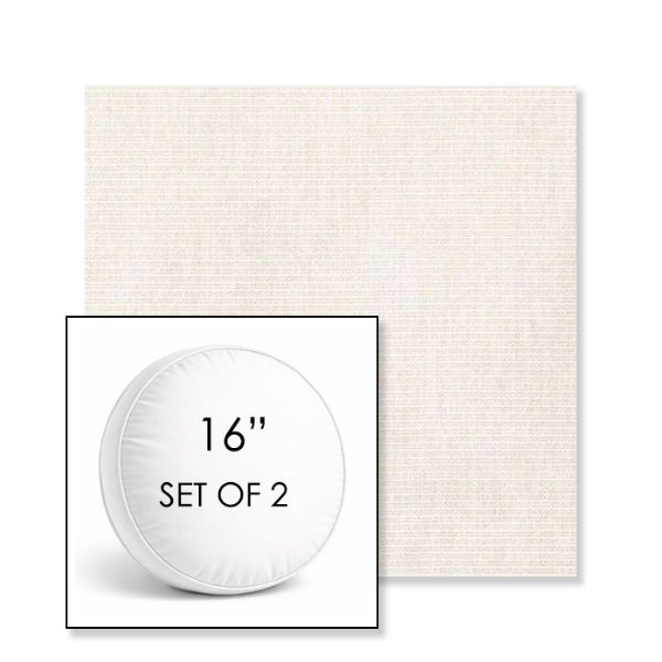 Picture of Ambrose Linen | Set of 2 | 16" Sunbrella Boxed Round Outdoor Throw Pillows with Premium Inserts