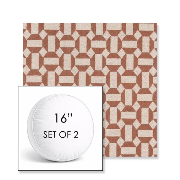 Picture of Assemble Clay | Set of 2 | 16" Sunbrella Boxed Round Outdoor Throw Pillows with Premium Inserts