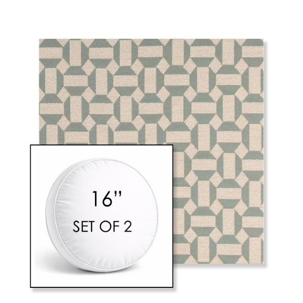 Picture of Assemble Mist | Set of 2 | 16" Sunbrella Boxed Round Outdoor Throw Pillows with Premium Inserts
