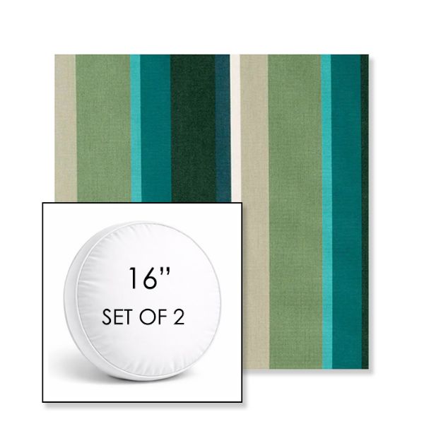 Picture of Beaming Lagoon | Set of 2 | 16" Sunbrella Boxed Round Outdoor Throw Pillows with Premium Inserts