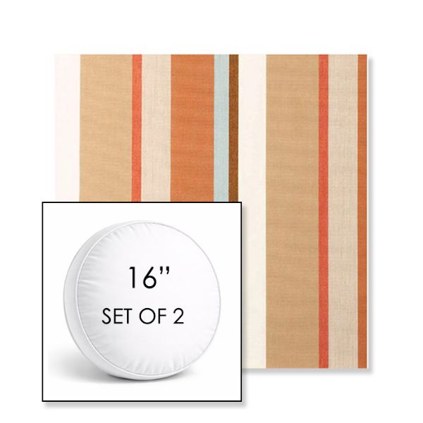 Picture of Beaming Mojave | Set of 2 | 16" Sunbrella Boxed Round Outdoor Throw Pillows with Premium Inserts