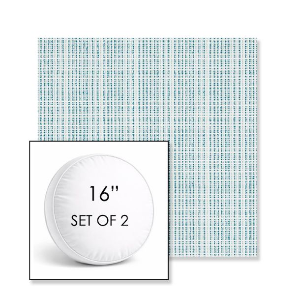 Picture of Benson Lagoon | Set of 2 | 16" Sunbrella Boxed Round Outdoor Throw Pillows with Premium Inserts