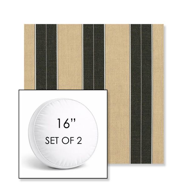Picture of Berenson Tuxedo | Set of 2 | 16" Sunbrella Boxed Round Outdoor Throw Pillows with Premium Inserts