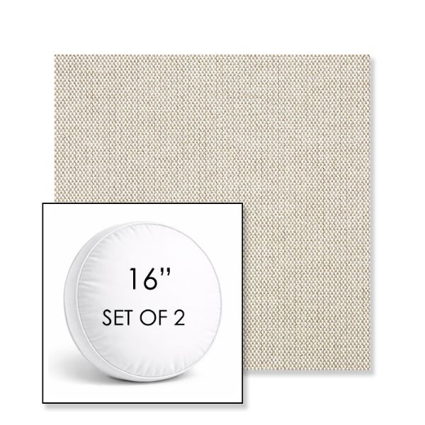 Picture of Blend Linen | Set of 2 | 16" Sunbrella Boxed Round Outdoor Throw Pillows with Premium Inserts