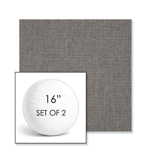 Picture of Bliss Smoke | Set of 2 | 16" Sunbrella Boxed Round Outdoor Throw Pillows with Premium Inserts