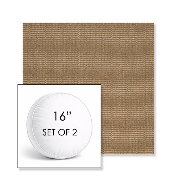 Picture of Boardwalk Caramel Corn | Set of 2 | 16" Sunbrella Boxed Round Outdoor Throw Pillows with Premium Inserts