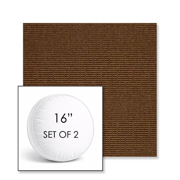 Picture of Boardwalk Cherry Cola | Set of 2 | 16" Sunbrella Boxed Round Outdoor Throw Pillows with Premium Inserts