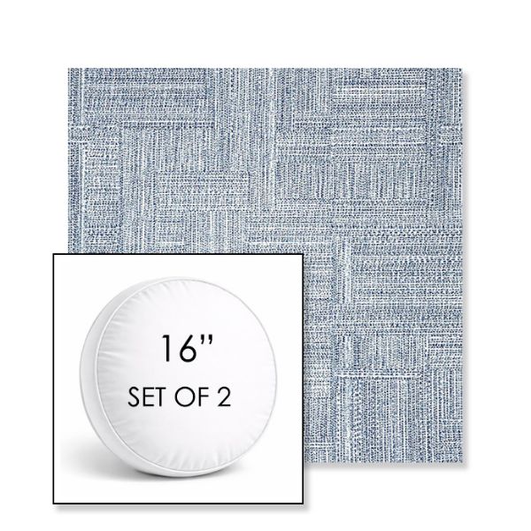 Picture of Boro Indigo | Set of 2 | 16" Sunbrella Boxed Round Outdoor Throw Pillows with Premium Inserts