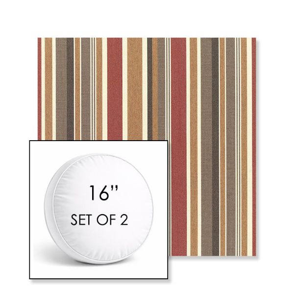 Picture of Brannon Redwood | Set of 2 | 16" Sunbrella Boxed Round Outdoor Throw Pillows with Premium Inserts