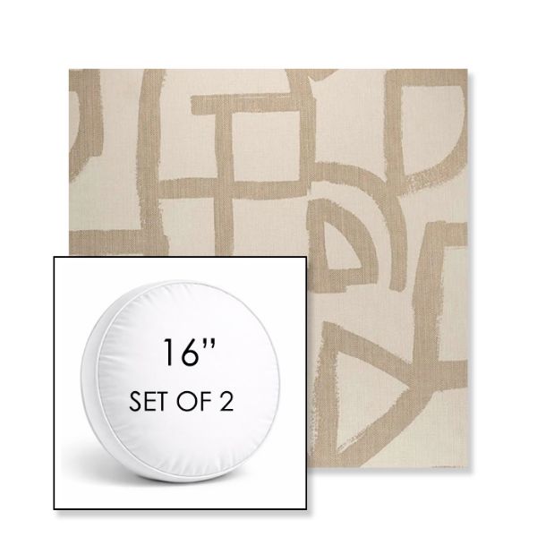 Picture of Brushstroke Stucco | Set of 2 | 16" Sunbrella Boxed Round Outdoor Throw Pillows with Premium Inserts