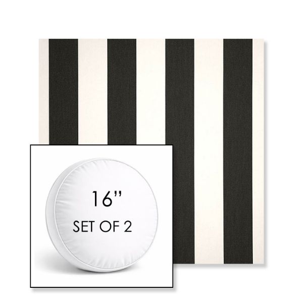 Picture of Cabana Classic | Set of 2 | 16" Sunbrella Boxed Round Outdoor Throw Pillows with Premium Inserts