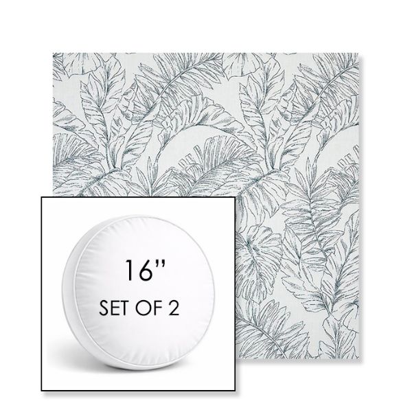 Picture of Calm Laurel | Set of 2 | 16" Sunbrella Boxed Round Outdoor Throw Pillows with Premium Inserts