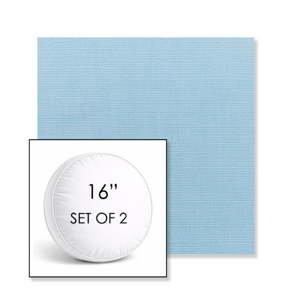 Picture of Canvas Air Blue | Set of 2 | 16" Sunbrella Boxed Round Outdoor Throw Pillows with Premium Inserts