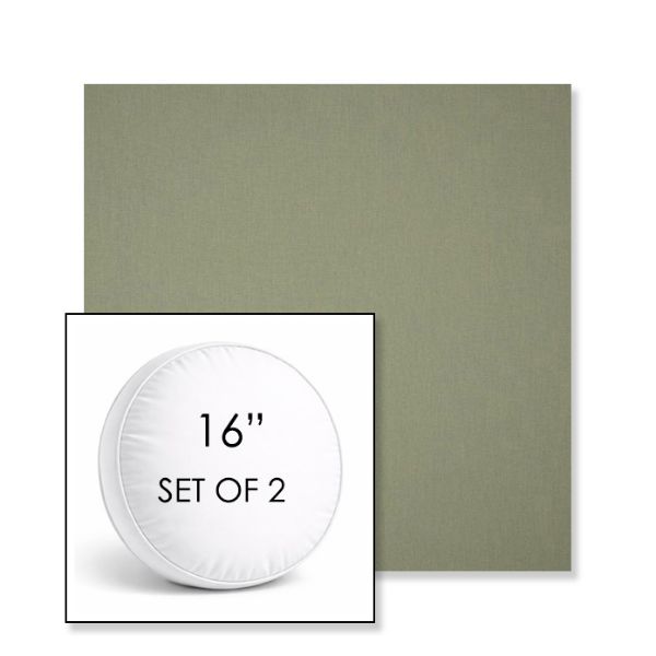Picture of Canvas Almond | Set of 2 | 16" Sunbrella Boxed Round Outdoor Throw Pillows with Premium Inserts