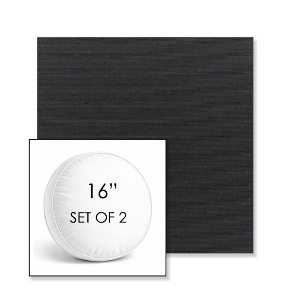 Picture of Canvas Black | Set of 2 | 16" Sunbrella Boxed Round Outdoor Throw Pillows with Premium Inserts