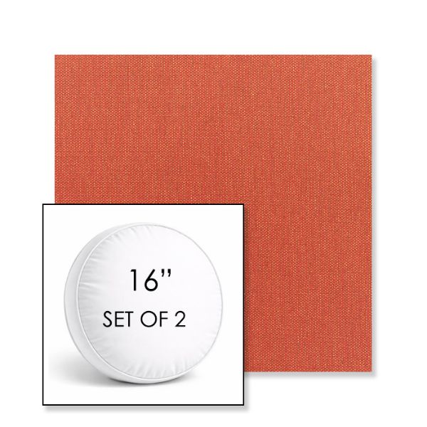 Picture of Canvas Brick | Set of 2 | 16" Sunbrella Boxed Round Outdoor Throw Pillows with Premium Inserts