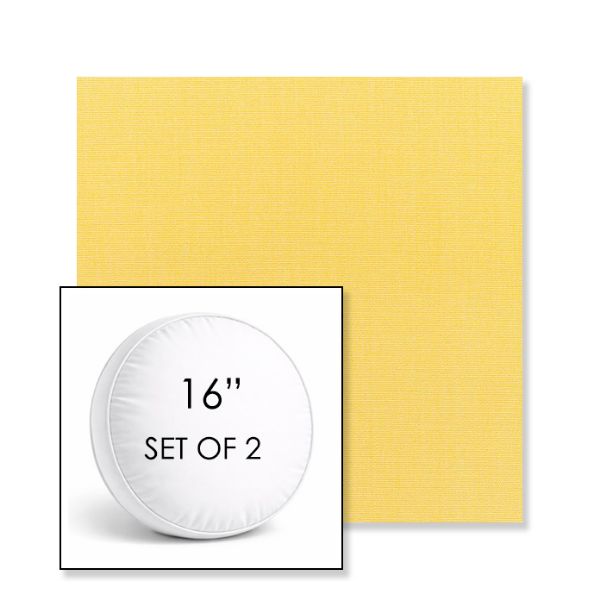 Picture of Canvas Buttercup | Set of 2 | 16" Sunbrella Boxed Round Outdoor Throw Pillows with Premium Inserts