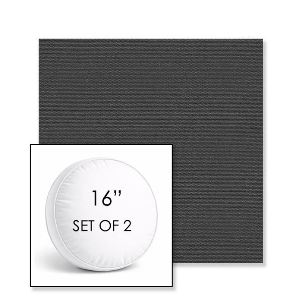 Picture of Canvas Carbon | Set of 2 | 16" Sunbrella Boxed Round Outdoor Throw Pillows with Premium Inserts