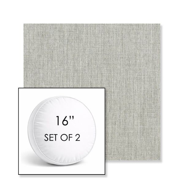 Picture of Canvas Granite | Set of 2 | 16" Sunbrella Boxed Round Outdoor Throw Pillows with Premium Inserts