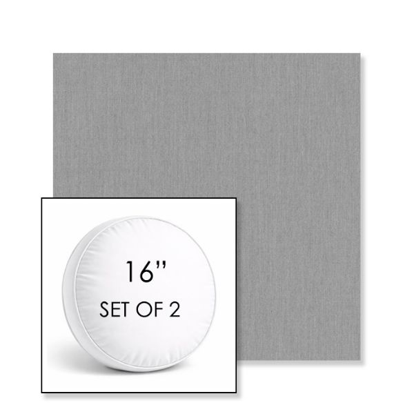 Picture of Canvas Lead Chine | Set of 2 | 16" Sunbrella Boxed Round Outdoor Throw Pillows with Premium Inserts